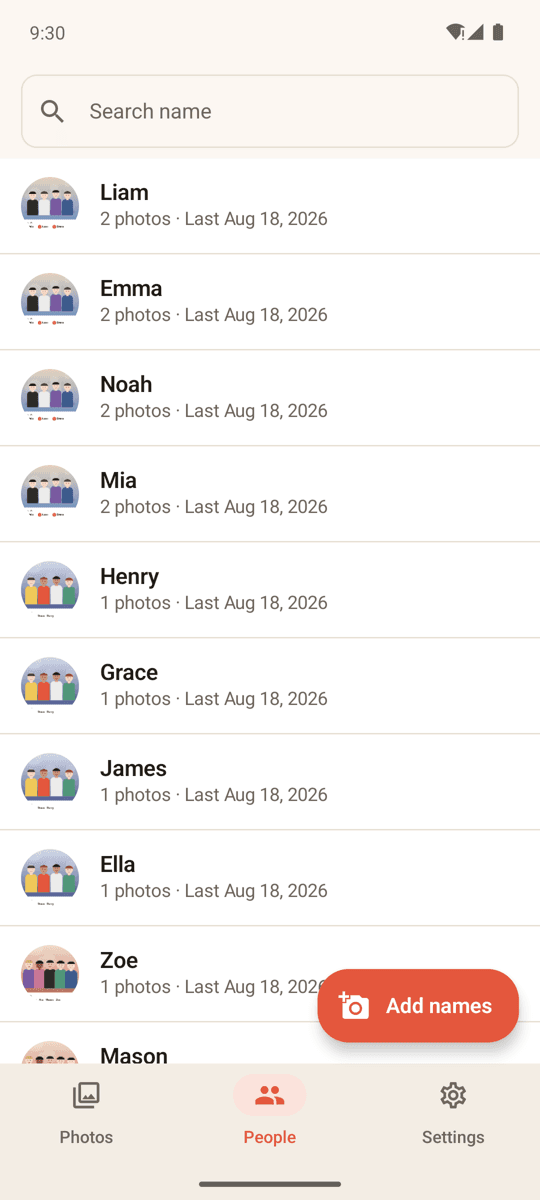 FaceNote screenshot