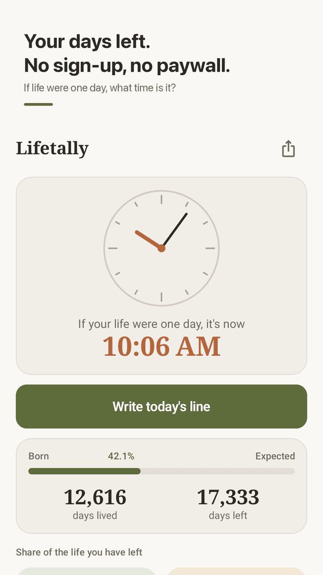Lifetally screenshot