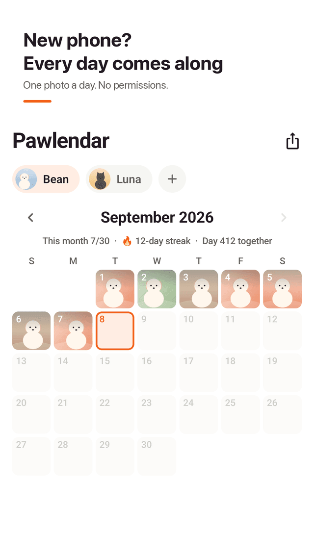Pawlendar screenshot