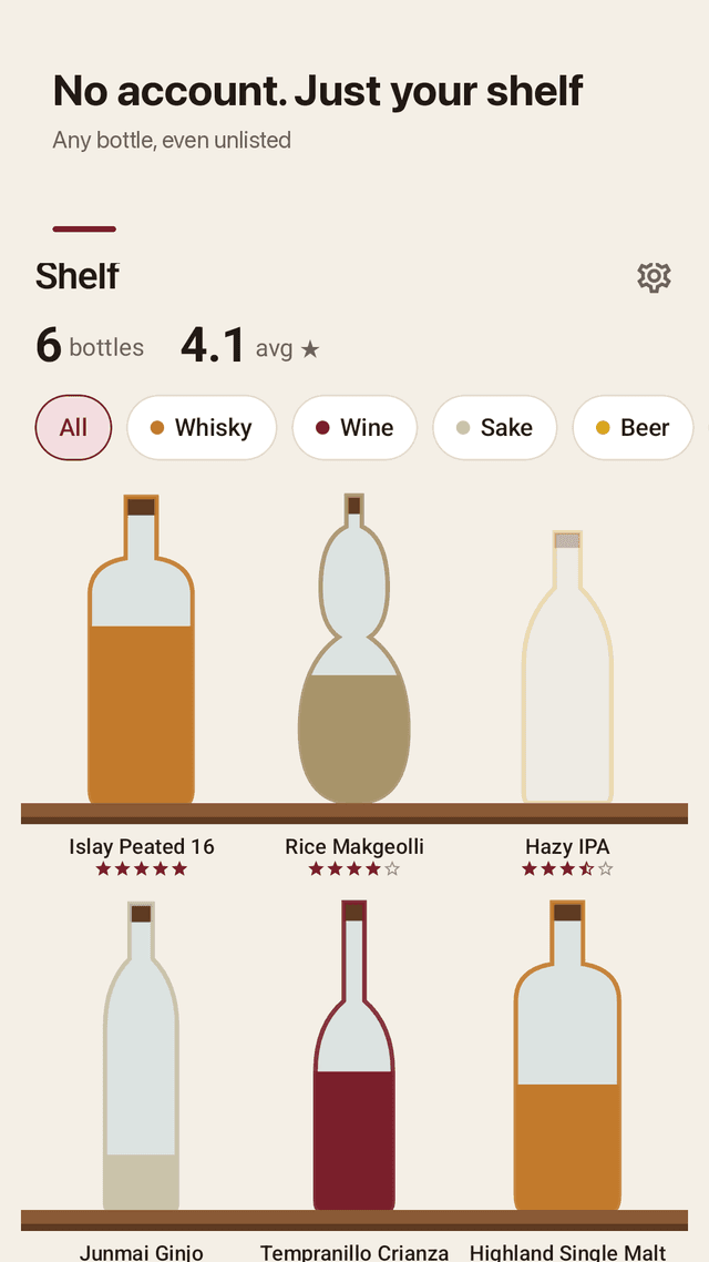Pourshelf screenshot