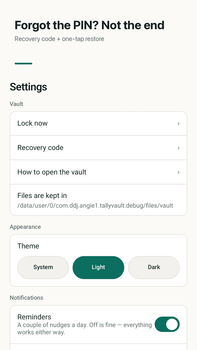 Tallyvault screenshot