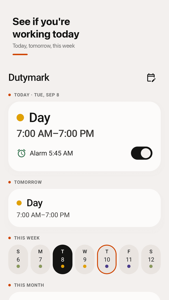 Dutymark screenshot