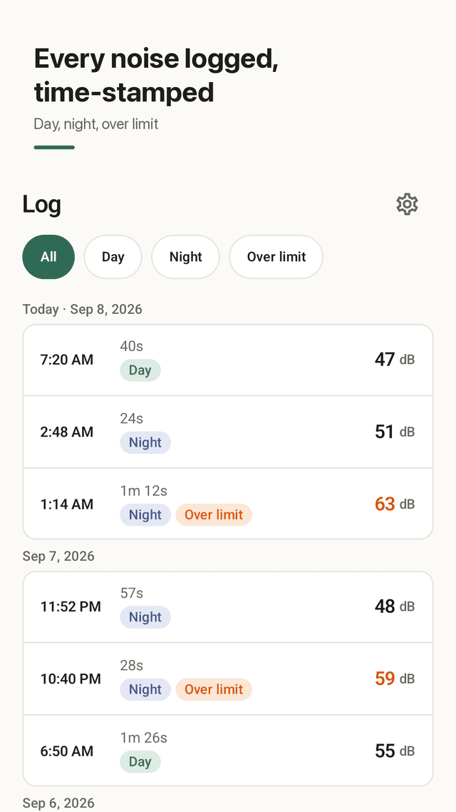 Hushlog screenshot