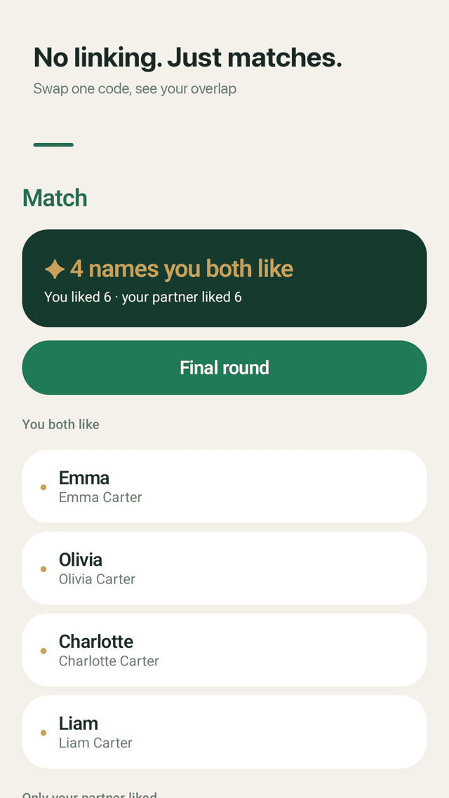 Namepair screenshot