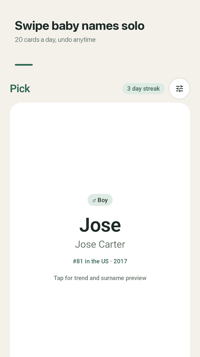 Namepair screenshot
