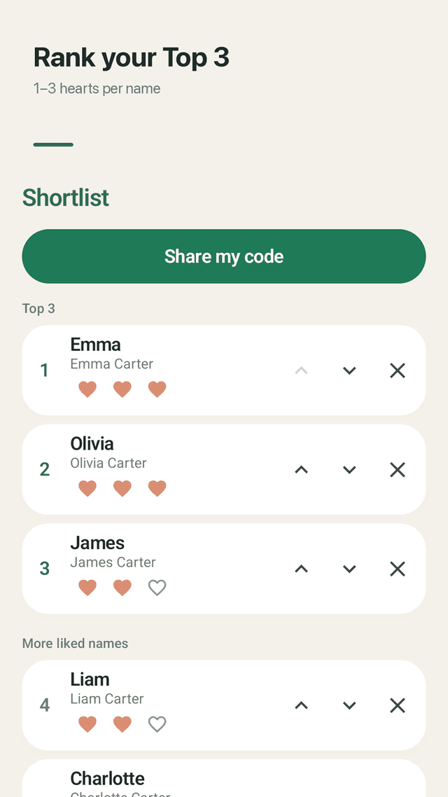 Namepair screenshot